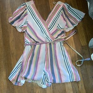 Pink, white, and blue romper